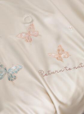 轻奢凉12UTY0支兰精天丝夏感芯丝滑刺绣夏被床单床笠天薄被子四件