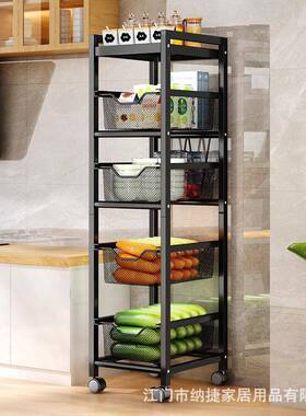 厨房夹缝物拉架落地多层多功能小推WIA车收纳架家用储置架可抽物