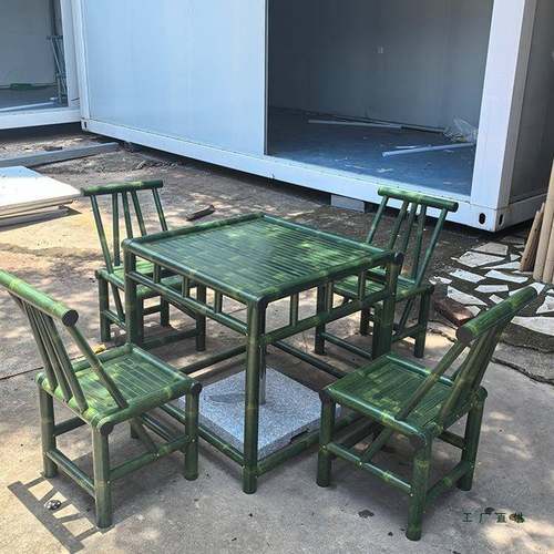 户外铝竹茅桌营椅仿真竹子庭院985制烧烤露露天铝竹桌子集市农庄