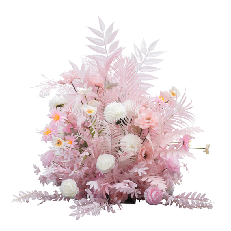 粉色地排花婚庆花排舞台路引花材婚礼酒店迎宾开业布置花球装饰花