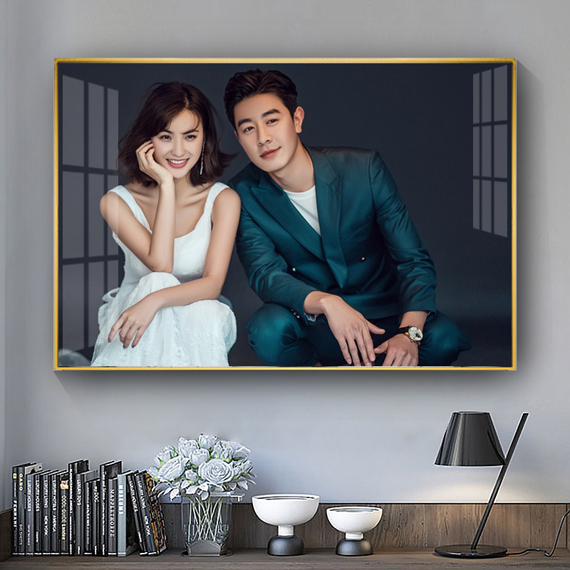 结婚照相框挂墙 定制婚纱照放大 全家福相框 相片放大制作 挂墙