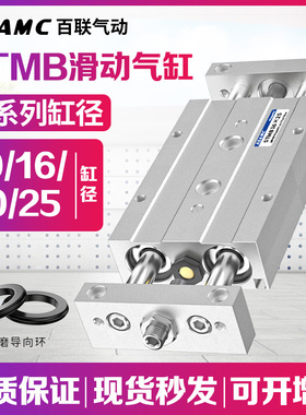 气动小型气缸双杆双轴可调行程STMB滑台气缸10/16/20/25-25/50/75