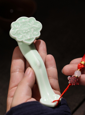 中式创意陶瓷玉如意小摆件家居书房书桌镇纸笔架装饰品小配件礼品