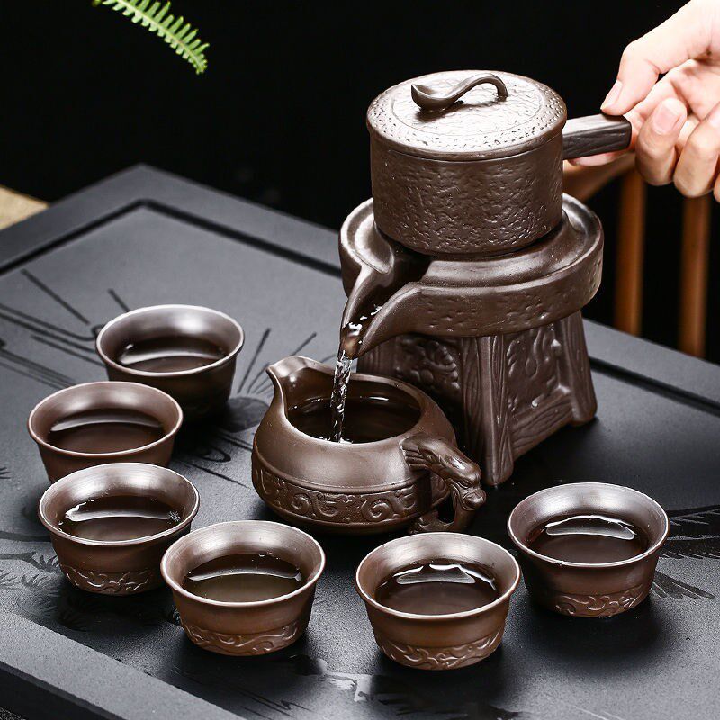 紫砂全半自动旋转茶具整套陶瓷懒人式防烫功夫家用泡茶器套装