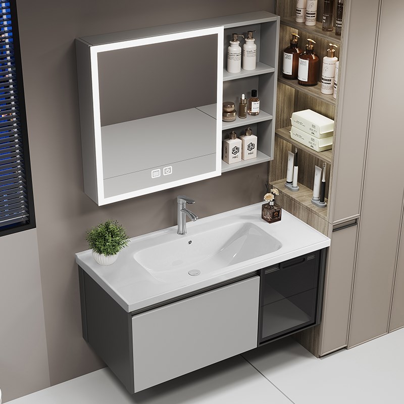 卫生间不锈钢防水浴室柜组合一体陶瓷洗手台洗漱台小户型洗手盆柜