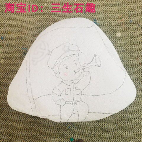 石头画主题绘画手工亲子丙烯石头上的情课程学生美术开盘活动培训