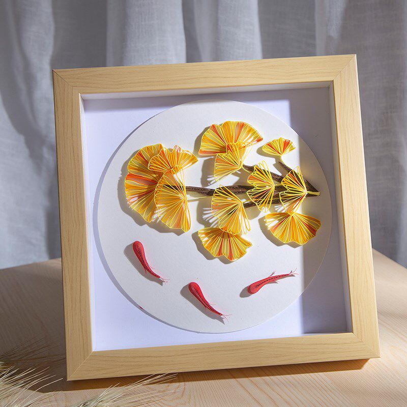 衍纸套装衍纸画学生作品创意小圆银杏材料包diy衍纸手工材料包