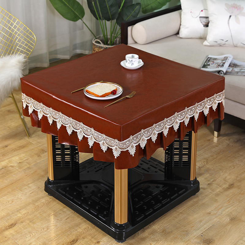 新款正方形免洗茶几桌布防水防油高级电炉桌取暖桌桌面皮垫罩