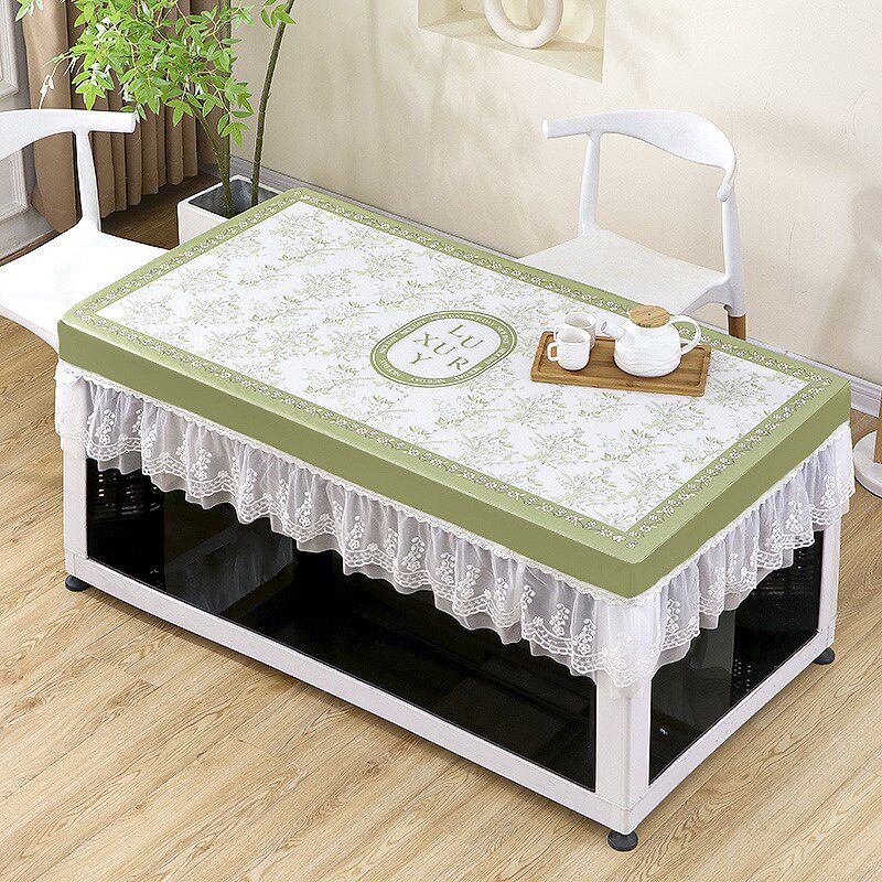 简约防滑餐桌桌布防水防烫加厚新款花边客厅茶几桌布高级餐桌套罩