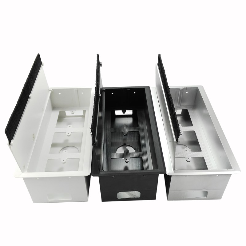 办公桌底插座槽 可装8面板插座 会议桌线盒线孔盖 BS塑料走线槽