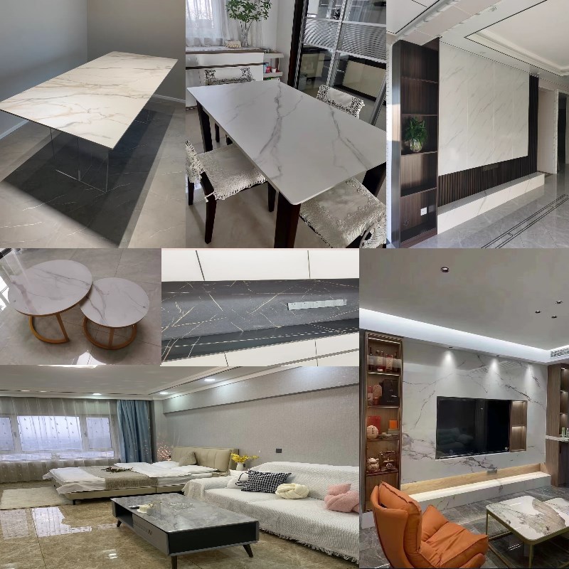 岩板定制圆形餐桌定制简约现代转盘圆桌茶几大理石台面桌面板