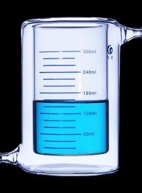 光催化反应器夹套烧杯水浴循环杯玻璃夹套杯50ml100ml150ml200ml2