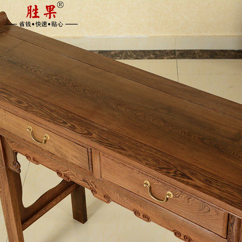 红木家具鸡翅木供桌玄关条案实木中式翘头案家用佛台香案佛桌神台