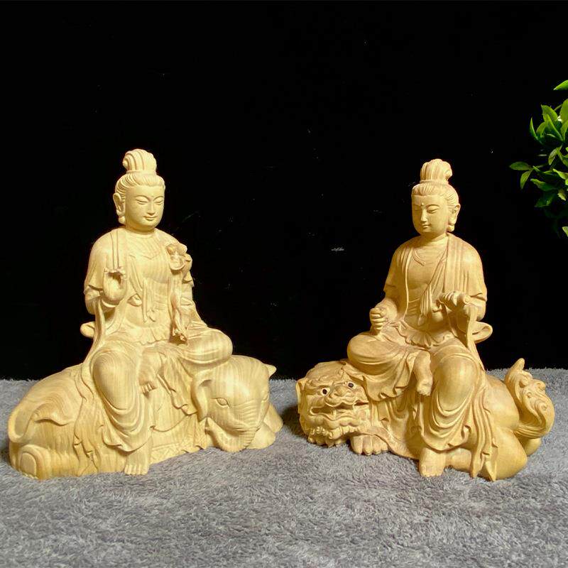 叶黄杨木雕小家居客厅人物神像摆件文殊普135贤菩车汽摆设工艺萨