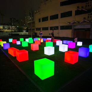 LED发光立方体凳子户外活动方凳酒吧吧台座椅展会休闲组合发光椅