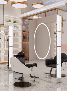 2025发廊专JJN用美发镜台理发理店网红烫镜子不锈钢染大化石妆台