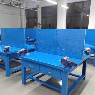 重型钢板钳工工作台桌带虎钳 模具维修工作台 车间装配台