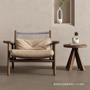 民阳台椅休闲实木复人743古休闲椅酒店客房阅读椅宿单沙发椅实木
