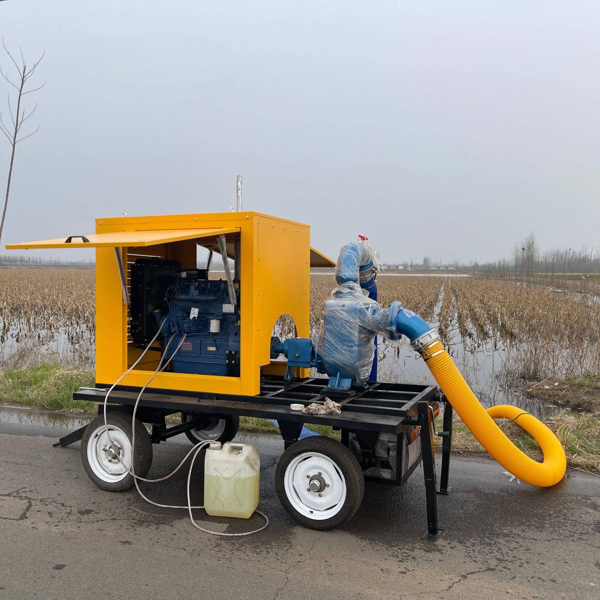 5排00方自式防汛泵车无堵塞防汛柴EUV油挂泵车1吸0寸接头拖式水泵
