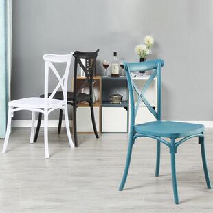 塑料办脑椅生出BRX租房化妆椅可公叠放家用餐椅奶油女风靠背餐电