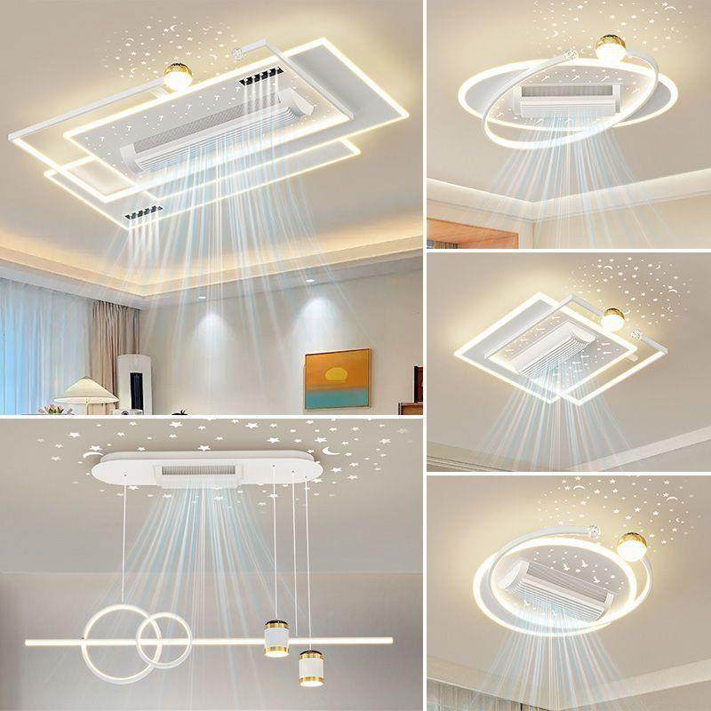 新款带客厅无叶风扇475灯中大山灯具长方形厅主灯风电扇一体家用