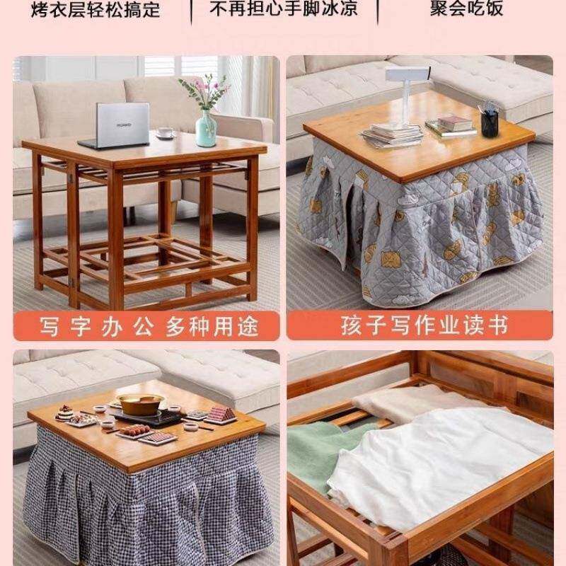 正烤火桌竹子家用方形款简易可折叠烤新火架冬季2025跨境农村楠取