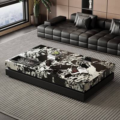 现代极简板茶OOP岩几意式轻奢简约小寸户型客厅家用高大端尺方形