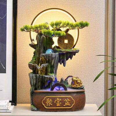 财高山流水水摆件水循招环客室厅玄关电视柜办864公桌