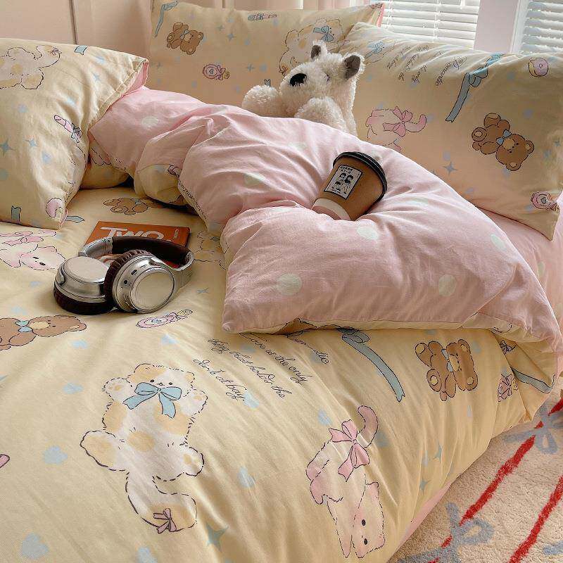 纯棉通印儿童四42件套全棉被套学生宿舍三花件床单床笠南套通家卡
