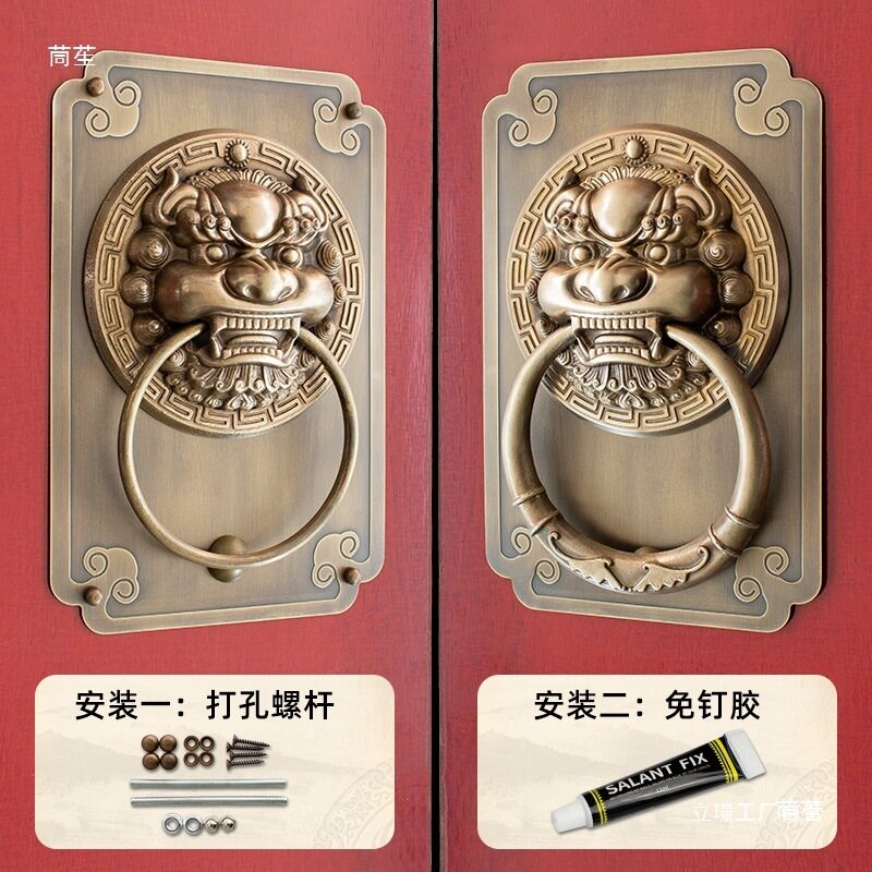 中式仿古全粘贴免打孔门环拉手