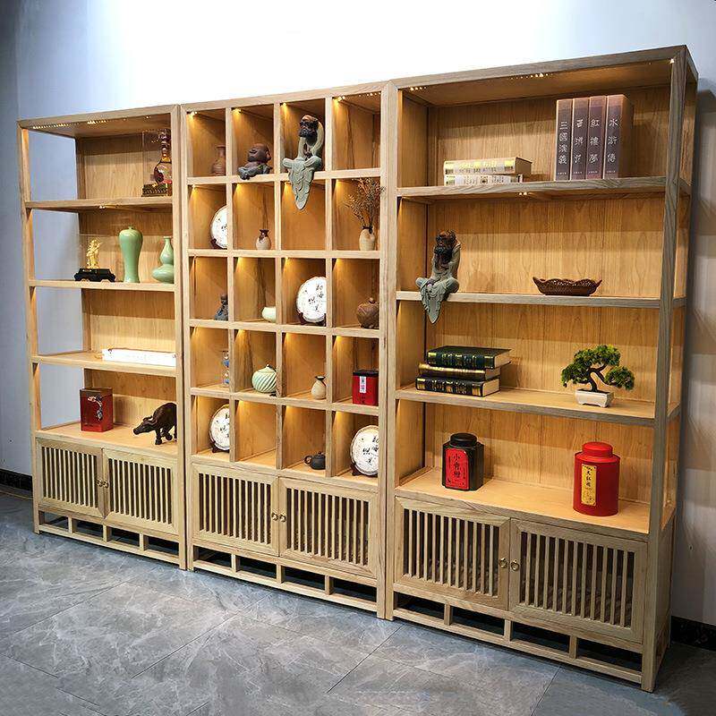 新中式白蜡展318木古书架示柜小摆件置物博架古董架架实木仿古多