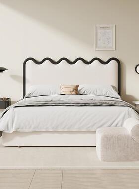 番主简茄设计出品涟漪床法式奶油风复古卧床轻现代约奢齐边皮B925