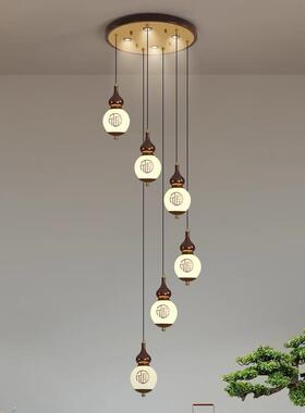 5楼f梯长吊灯新梯中式814lot楼梯灯复式楼挑空旋转楼间202年新款