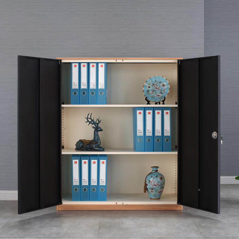 档案文件柜钢制文件柜物矮柜铁皮柜60089办储仿柜木纹带锁转印公