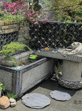 客厅户装造饰流水摆件室式内落地庭院VRJ景中鱼池喷泉水景大型麦