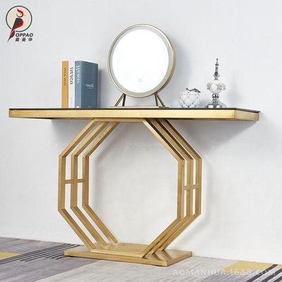 廊轻奢不锈钢关桌大理石入REM户奢石岩板走靠玄墙玄关柜极台简梳