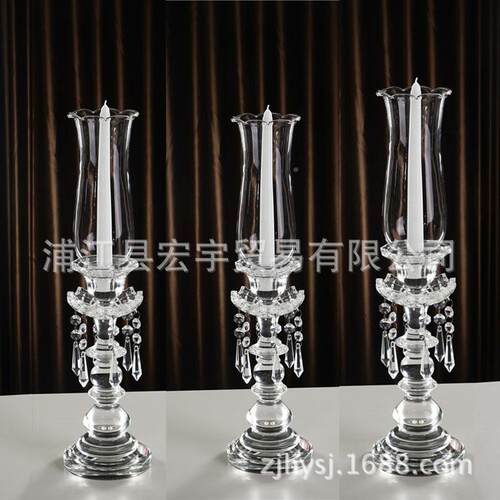 欧FXL式婚庆烛台摆件复庆古水晶蜡摆烛台浪漫水婚婚礼家居晶烛台