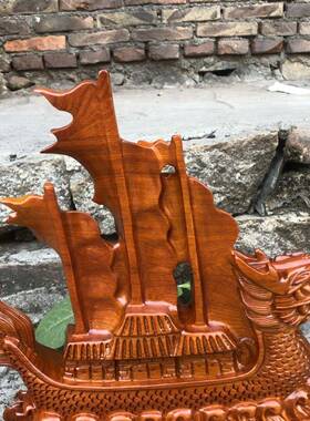 花梨工艺品龙船摆室件75一顺帆风帆船客厅办公木装饰开业送礼木雕