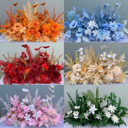 新款婚庆地排花t台装饰花排路引花婚礼舞台背景装饰假花仿真花艺