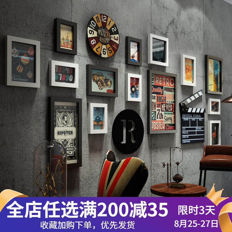 复古工业风照片墙家居客厅酒吧墙面装饰挂画挂件创意个性壁饰