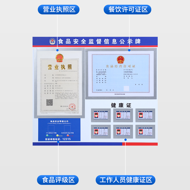 营业执照卫生许可证公示牌框架餐饮服食品安全信息公示栏三合一框