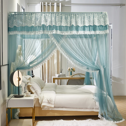 2024新款宫廷落地蚊帐家用卧室公主床幔支架加粗加厚高级蚊帐