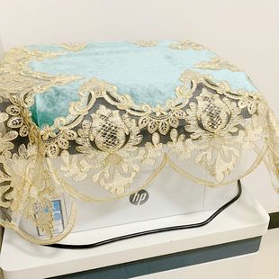 打印机盖布小茶具防尘布传真机电脑蕾丝防尘罩一体复印机防尘罩布