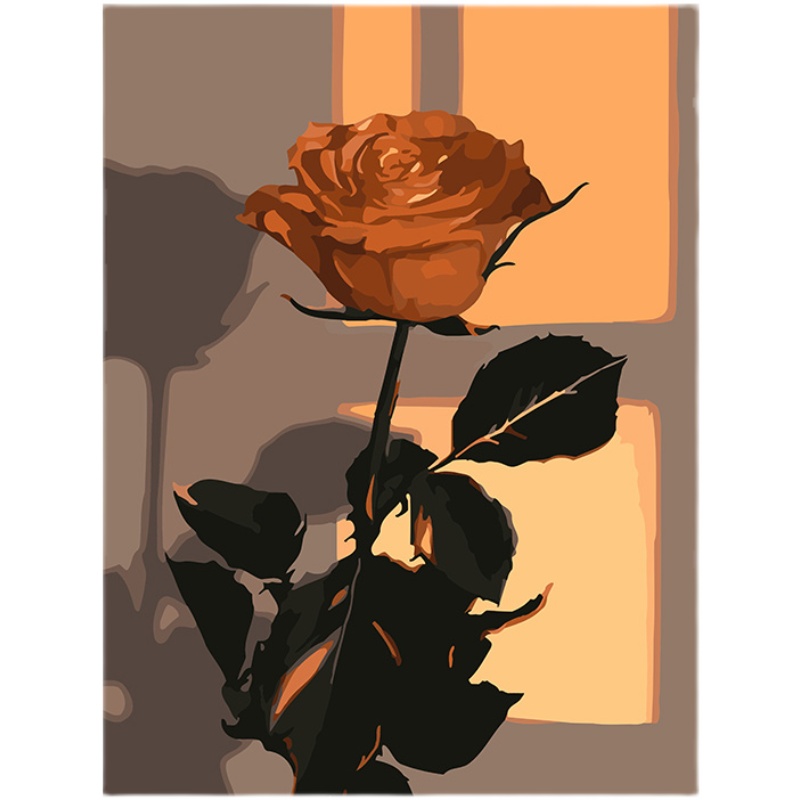 数字油画diy填充小清新治愈花朵简约手绘涂色静心手工填色油彩画