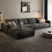 法莎蒂布艺沙发贵妃组合豆腐块意式 极简客厅大小户型高靠暗黑风