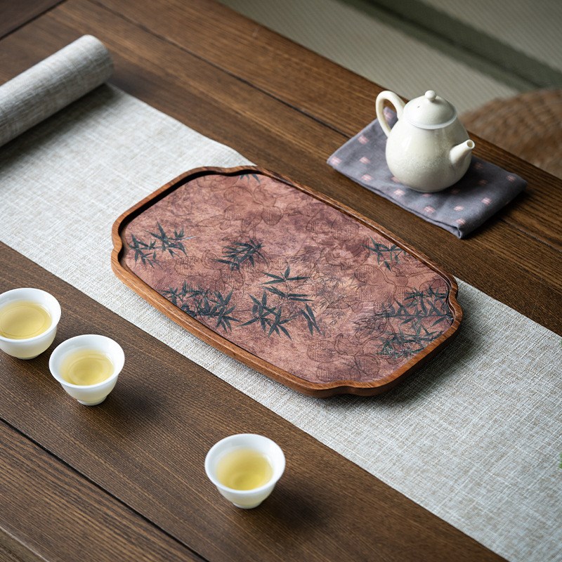 胡桃木茶盘小型实木茶台精致茶具托盘壶承干泡台带防水茶席