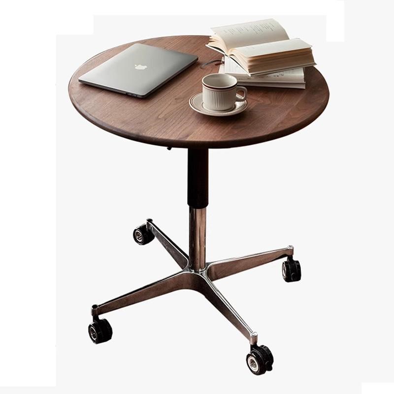 黑胡桃木全实木小推车边几客厅家用办公可移动可升降白蜡木小茶几