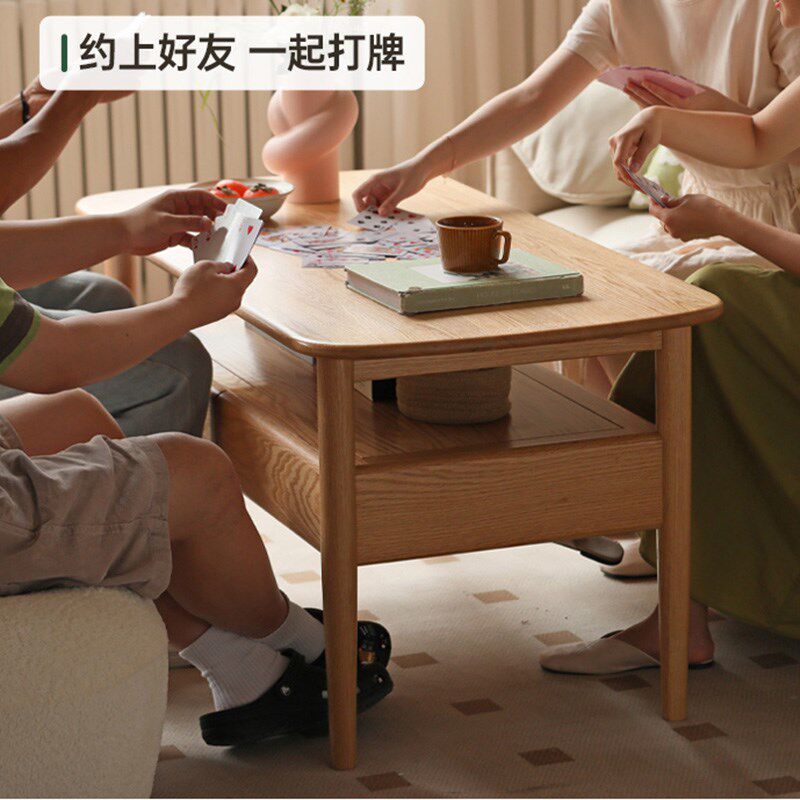 工厂直营纯实木加高茶几60cm客厅家用橡木书桌岩板餐桌小户型茶桌图片