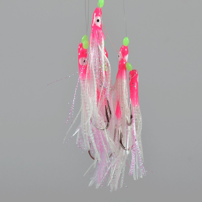 带鱼碳线串钩夜光UV荧光仿真鱿鱼仕挂海钓荧光丝诱鱼专用带鱼钩