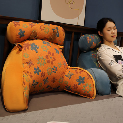 三层纱提花腰靠卧室床头靠枕办公室座椅靠垫护腰枕头沙发抱枕孕妇